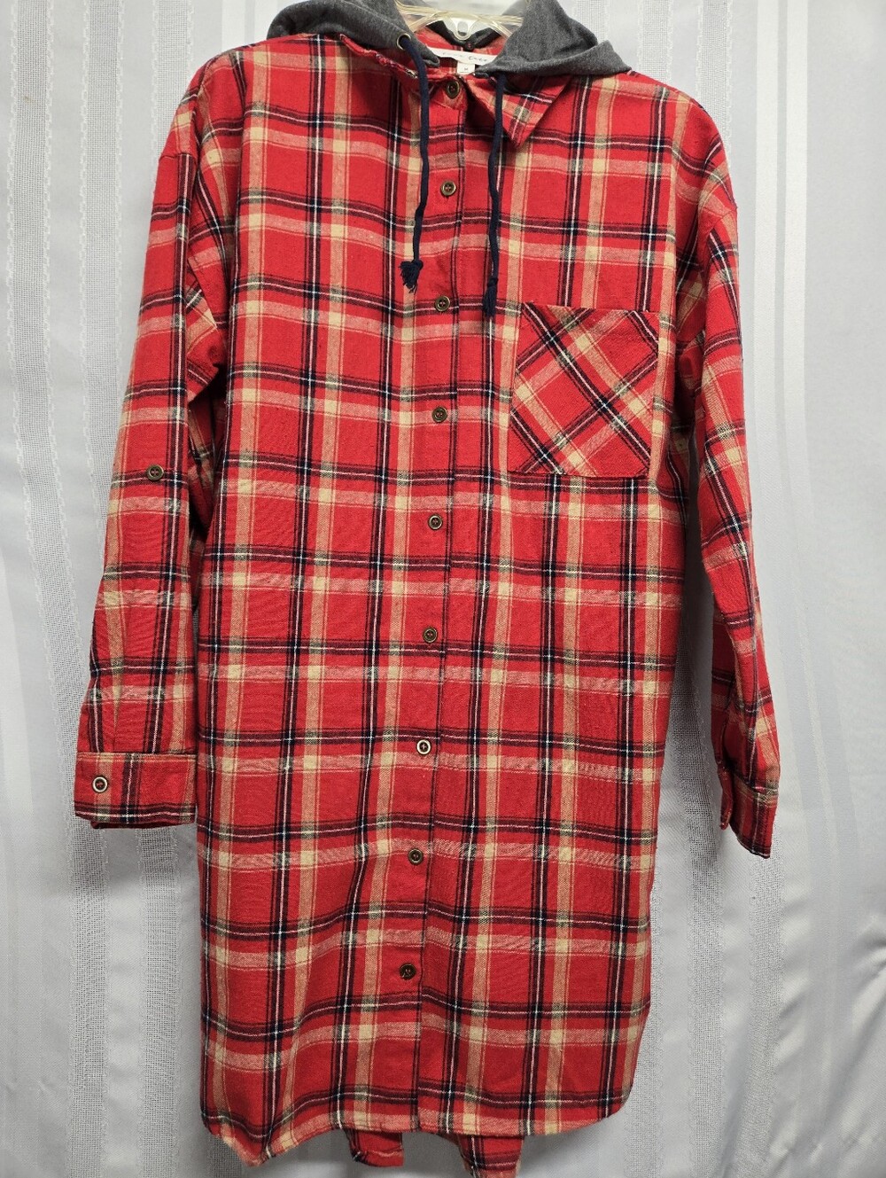 Love TreeLove Tree Flannel Shirt DressWomens M Red Orange  Long Sleeve A-78